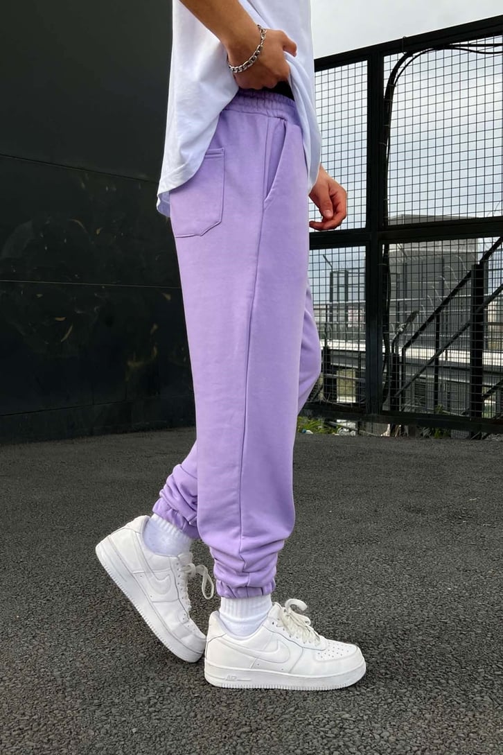 Essentials Baskılı Lila Jogger Eşofman Altı
