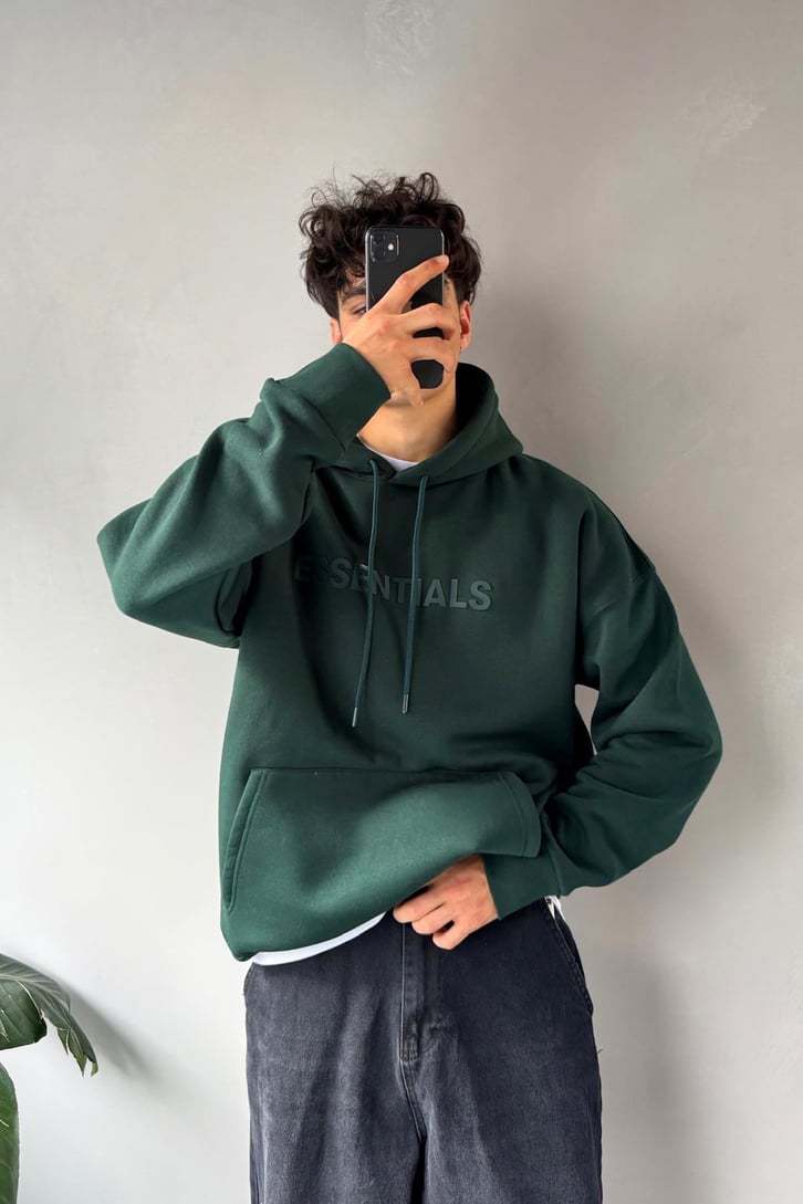 Essentials Baskılı Oversize Hoodie