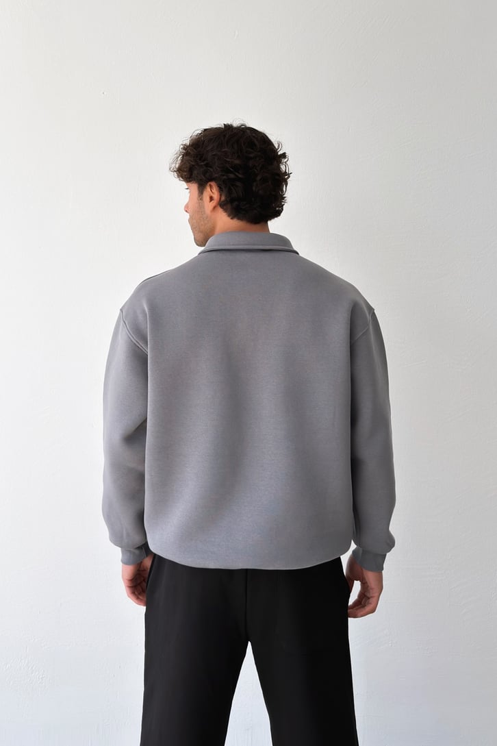 Essentials Baskılı Polo Yaka Sweatshirt