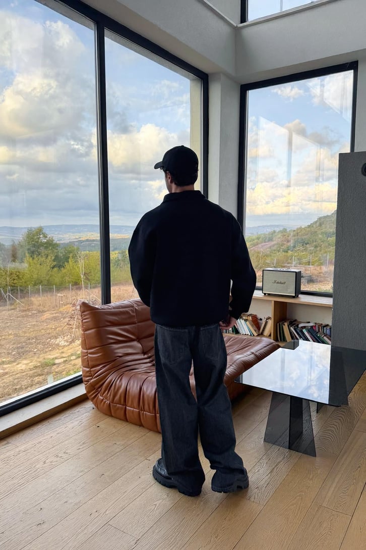 Essentials Baskılı Polo Yaka Sweatshirt