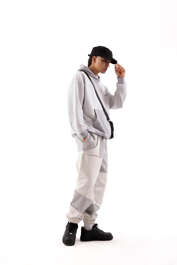 Eternity Project Baskılı Gri Oversize Hoodie