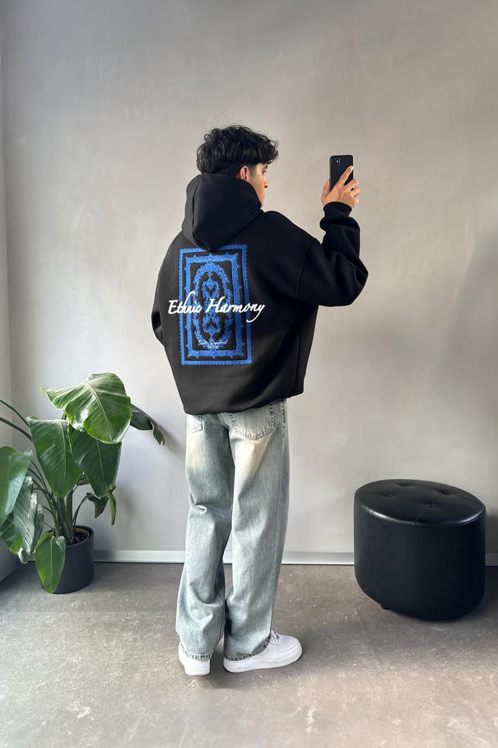 Ethnic Harmony Nakışlı Oversize Hoodie