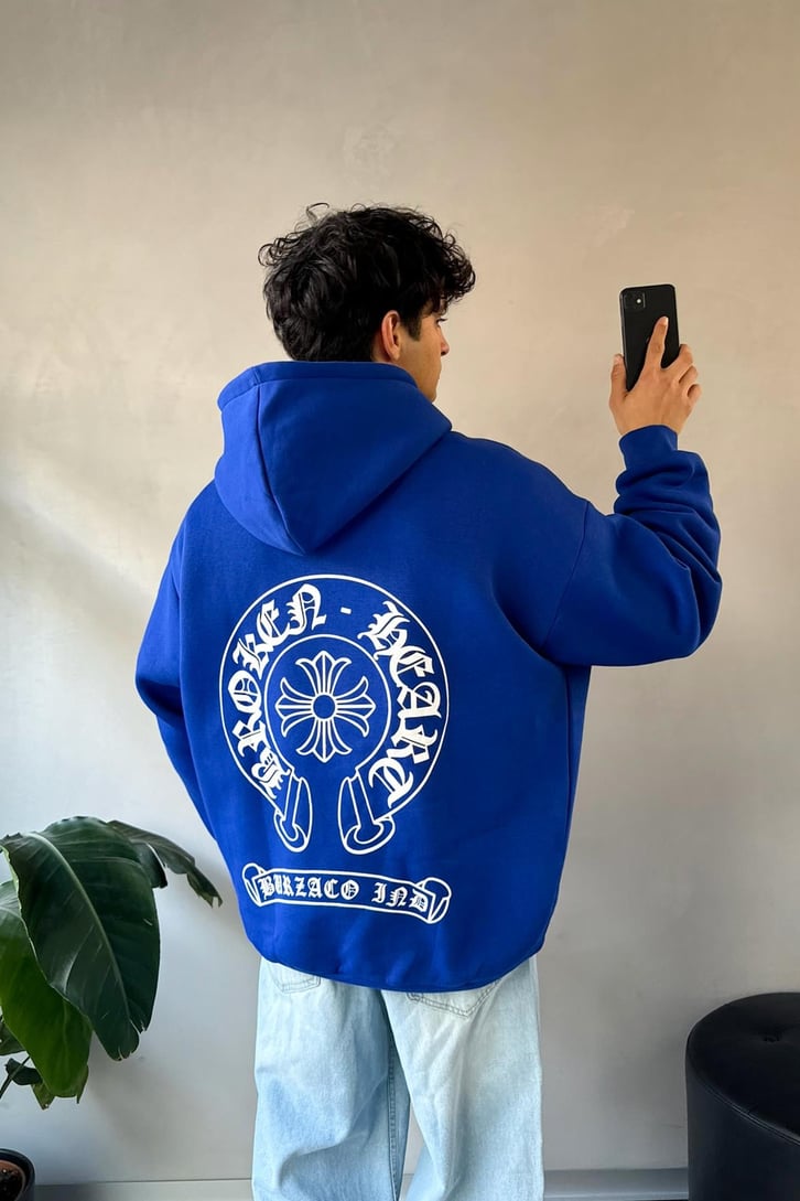 Etnik Sırt Baskılı Oversize Hoodie