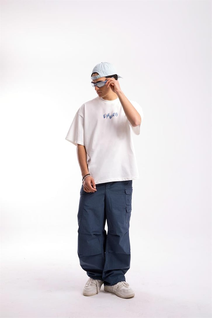 Eye Hearts Baskılı Beyaz Oversize Tshirt