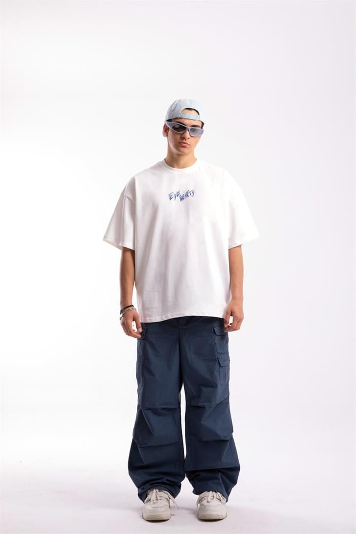 Eye Hearts Baskılı Beyaz Oversize Tshirt