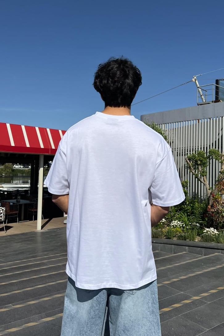 Fadedstore Oversize Baskılı Beyaz Oversize Tişört