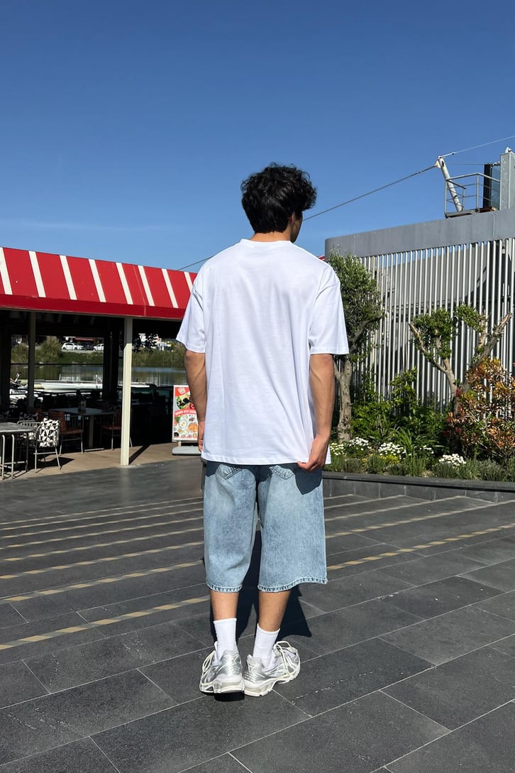Fadedstore Oversize Baskılı Beyaz Oversize Tişört