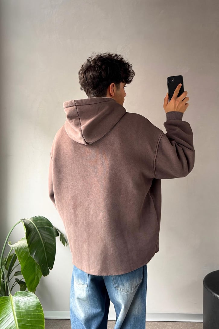 Fast Nakışlı Oversize Hoodie