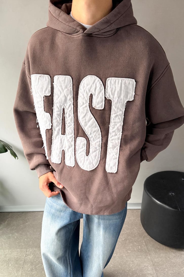 Fast Nakışlı Oversize Hoodie