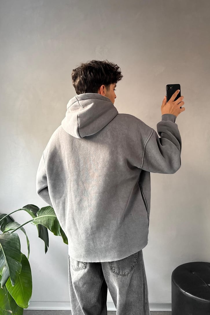 Fast Nakışlı Oversize Hoodie