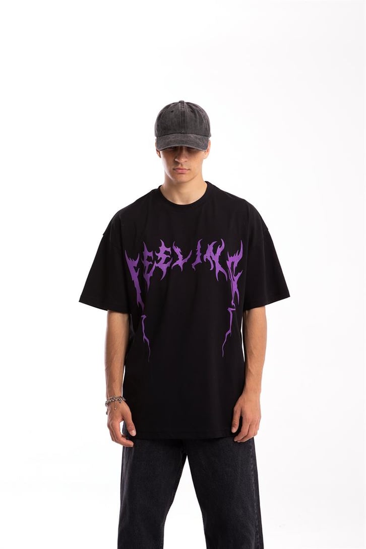 Feeling Skull Baskılı  Oversize Tshirt