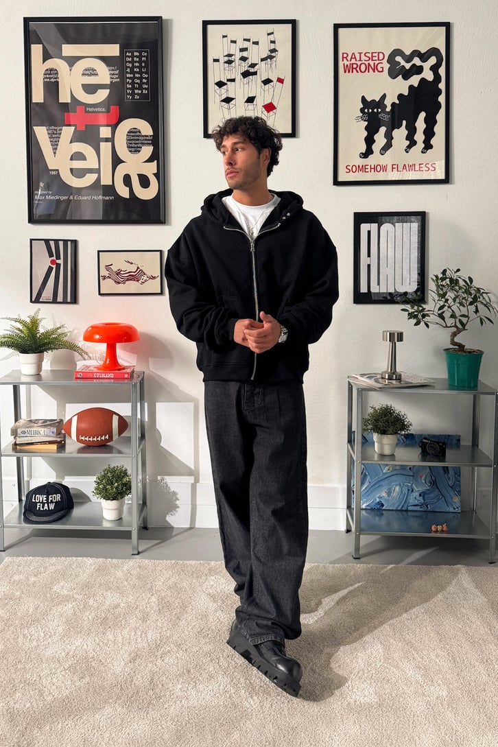 Fermuarlı Basic Hoodie