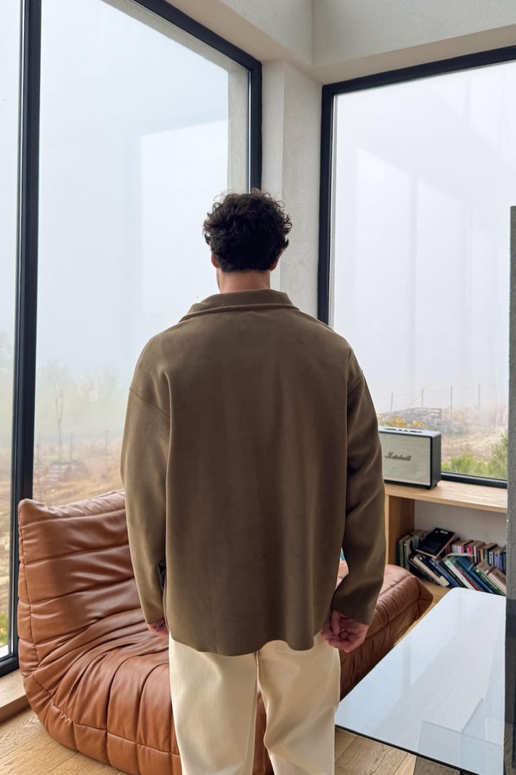 Fermuarlı Polo Yaka Sweatshirt