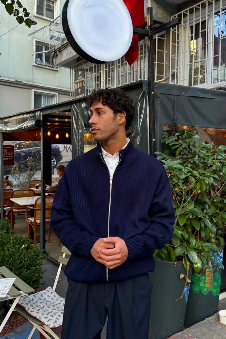 Fermuarlı Triko Hırka