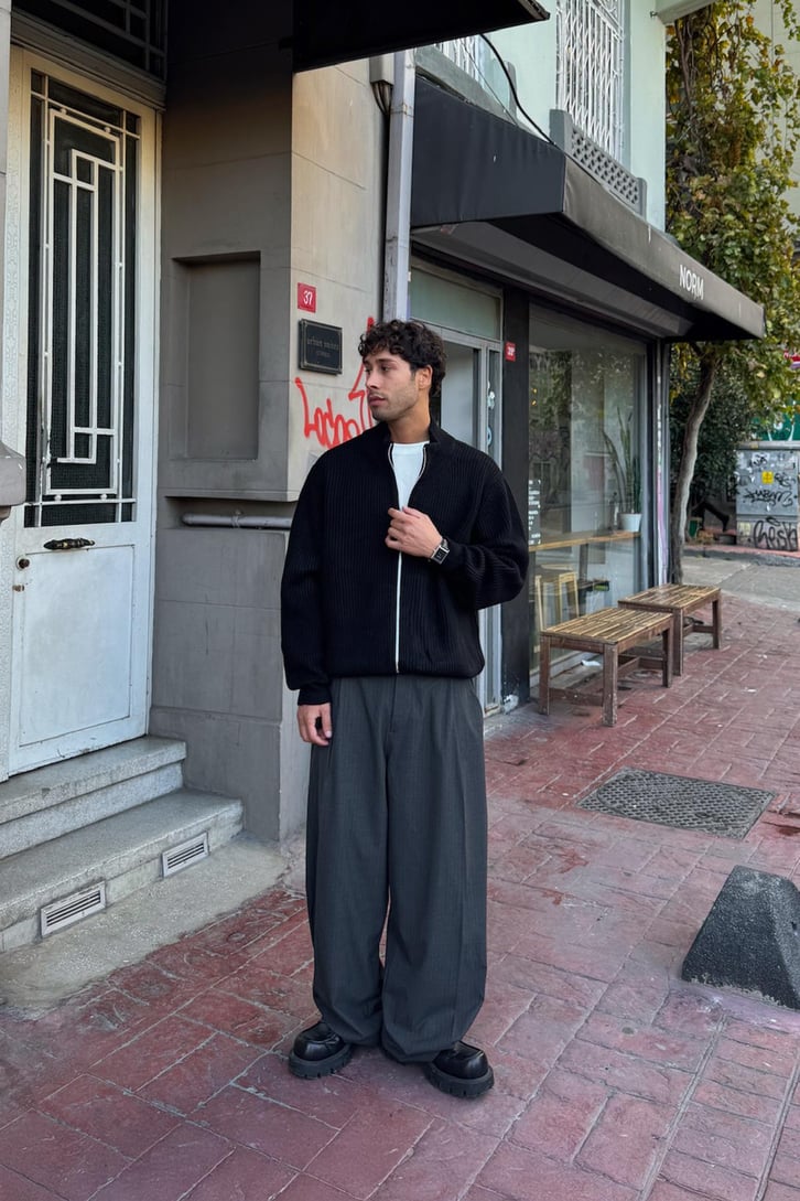 Fermuarlı Triko Hırka