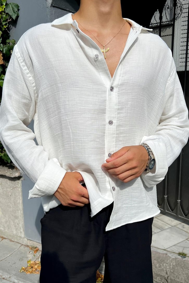 Finest Basic Keten Oversize Gömlek