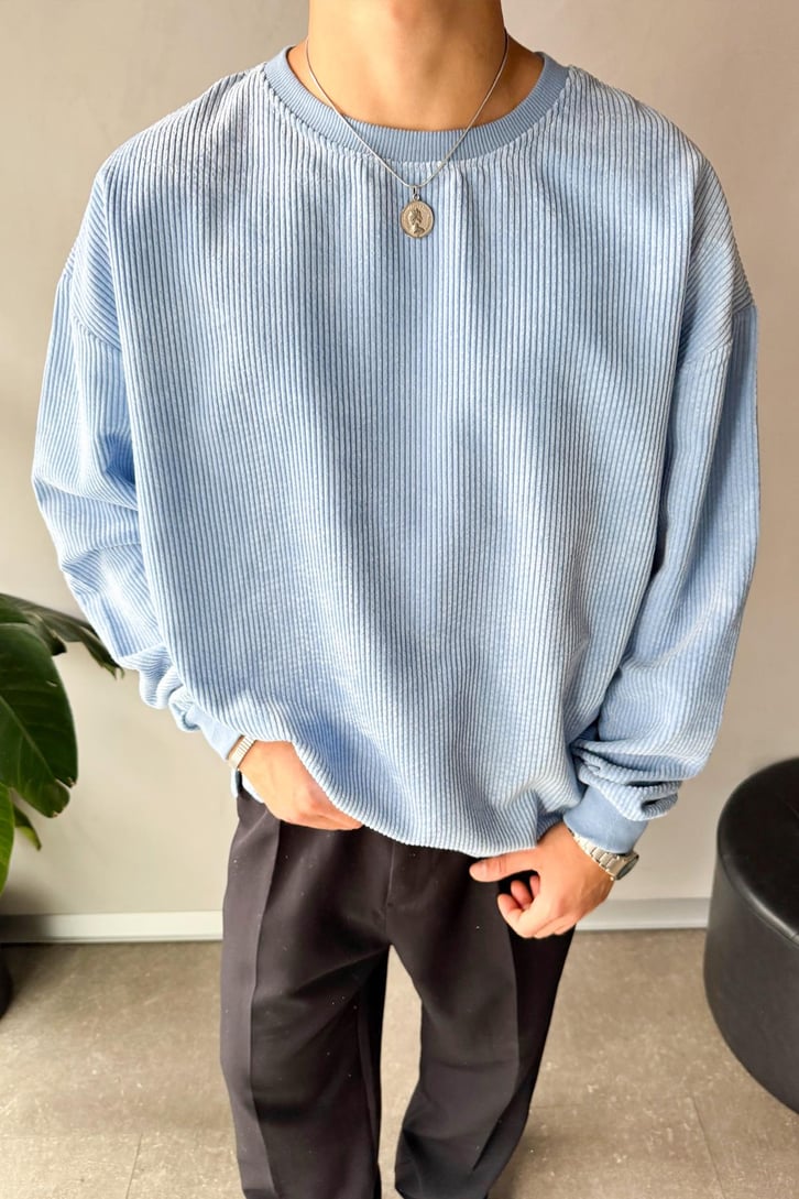 Fitilli Kadife Bisiklet Yaka Sweatshirt