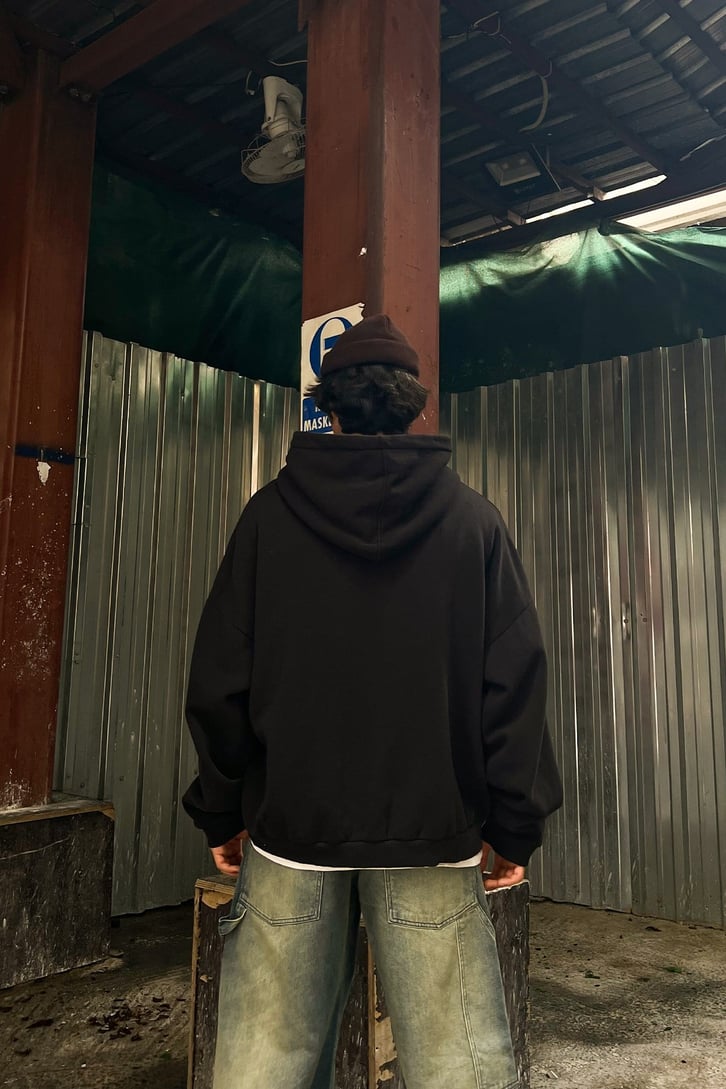 Flames Car Siyah Oversize Sweatshirt