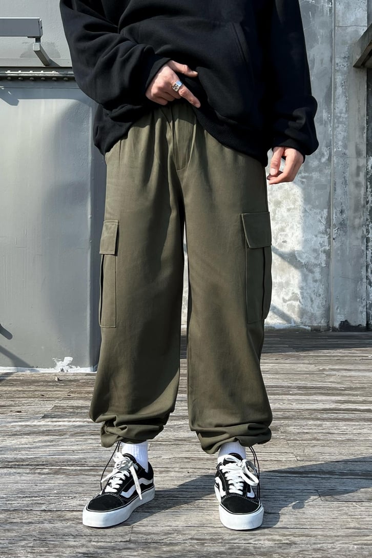 Flaw Atelier Ayarlanabilir Lastikli Haki Kargo Pantolon