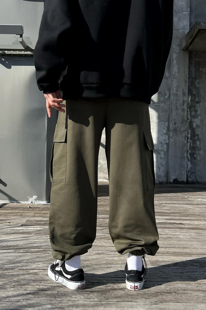 Flaw Atelier Ayarlanabilir Lastikli Haki Kargo Pantolon
