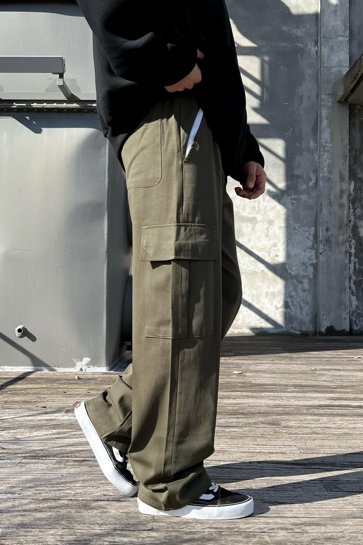 Flaw Atelier Ayarlanabilir Lastikli Haki Kargo Pantolon