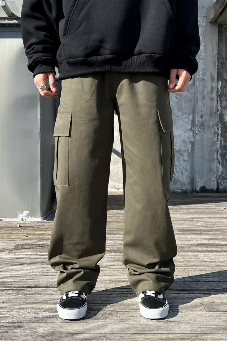 Flaw Atelier Ayarlanabilir Lastikli Haki Kargo Pantolon