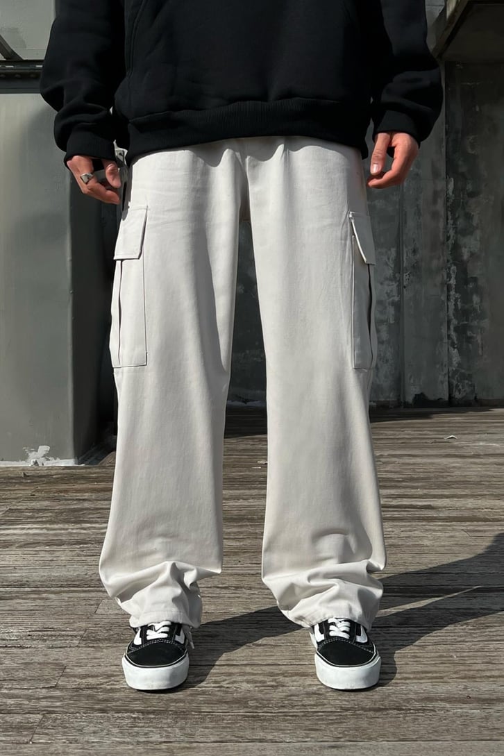Flaw Atelier Ayarlanabilir Lastikli Taş Rengi Kargo Pantolon