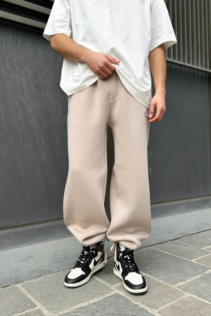 Flaw Atelier Ayarlanabilir Paça Basic Vizon Baggy Eşofman