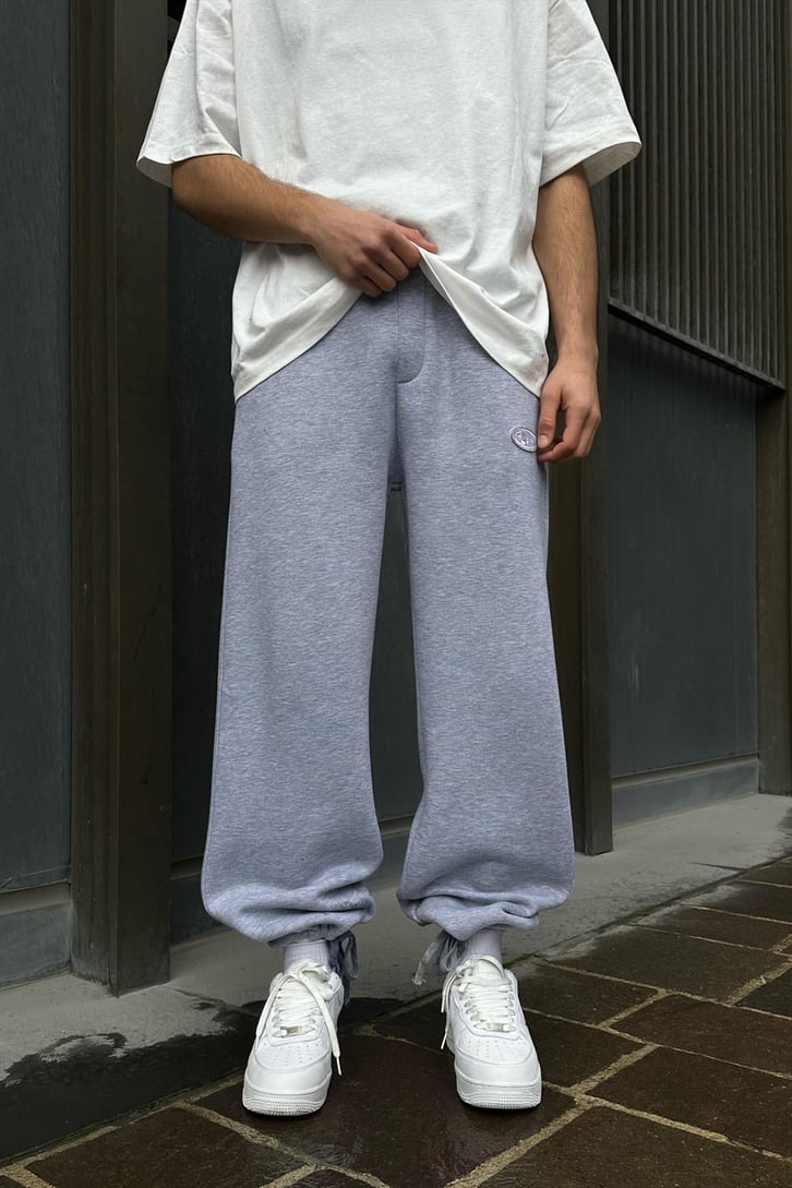 Flaw Atelier Ayarlanabilir Paça Basic Gri Melanj Baggy Eşofman