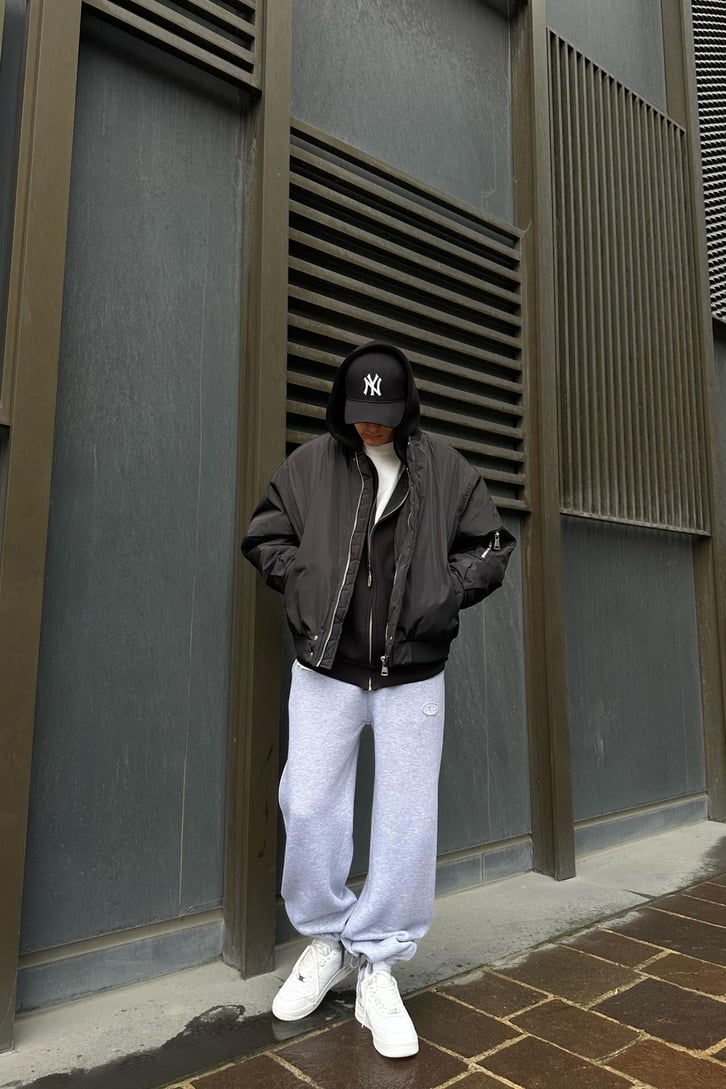 Flaw Atelier Ayarlanabilir Paça Basic Gri Melanj Baggy Eşofman