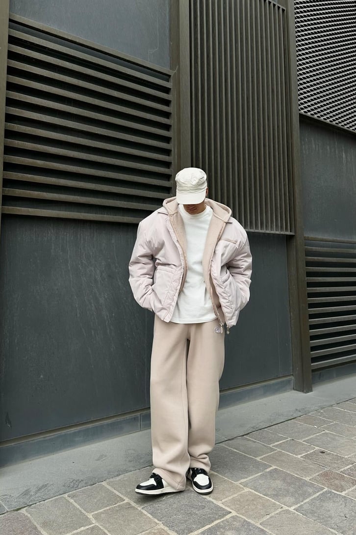 Flaw Atelier Ayarlanabilir Paça Basic Vizon Baggy Eşofman