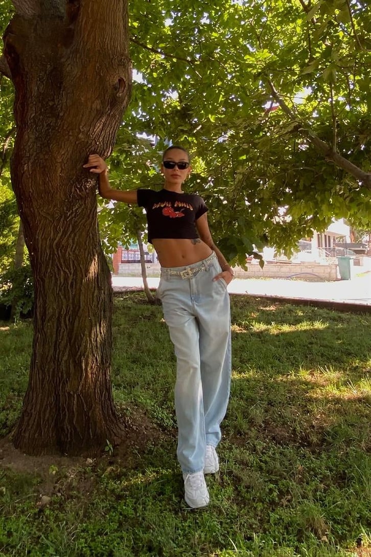 Flaw Atelier Baby Devil Baskılı Siyah Crop