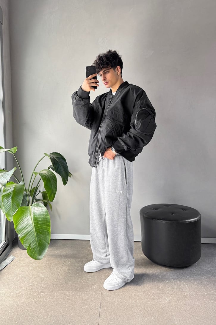 Flaw Atelier Baggy Eşofman Altı Gri Melanj