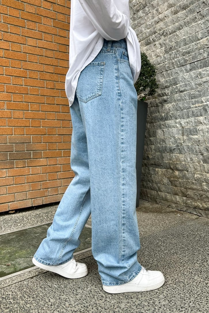 Flaw Atelier Basic Buz Mavi Baggy Jean