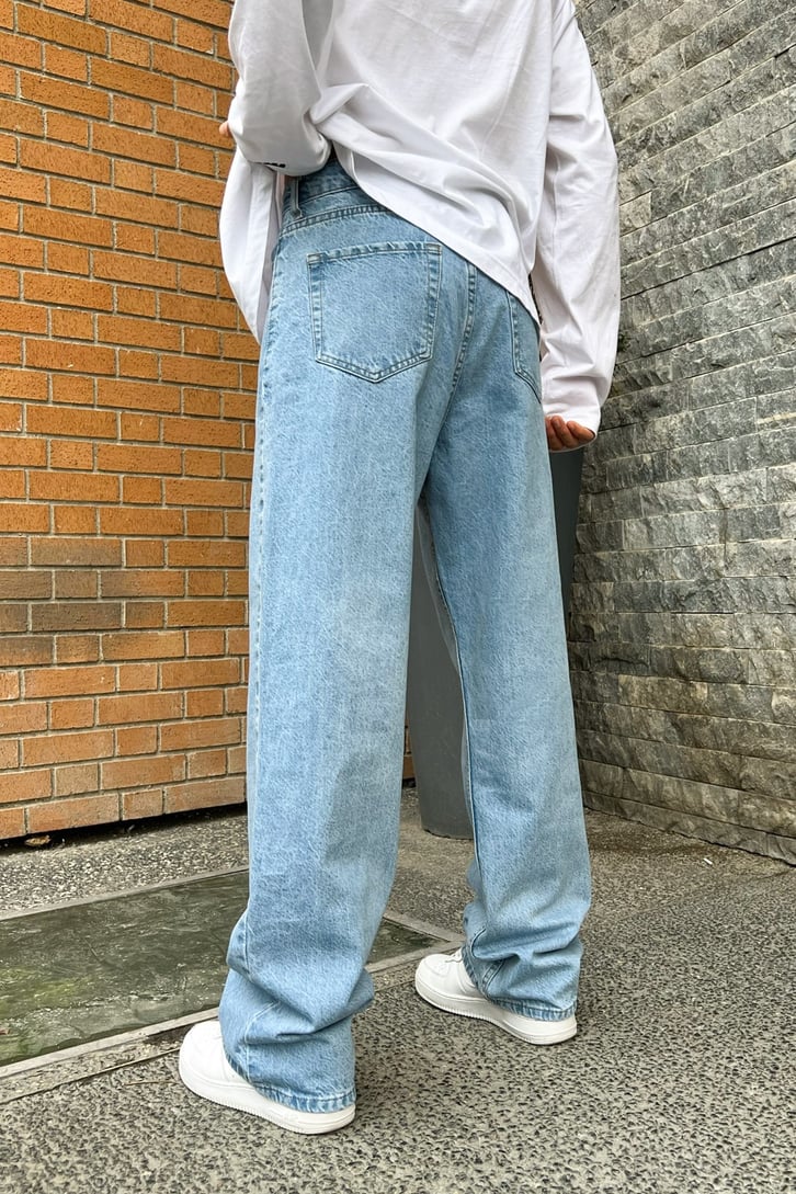 Flaw Atelier Basic Buz Mavi Baggy Jean