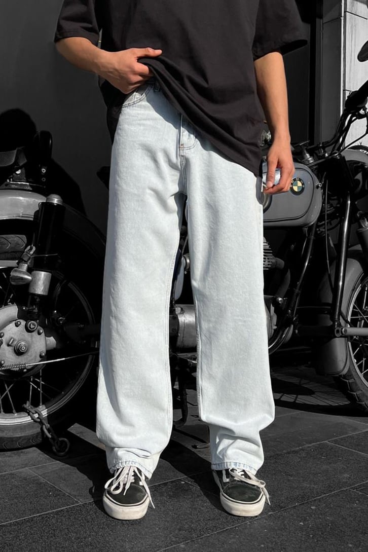 Flaw Atelier Basic Buz Mavi Baggy Jean