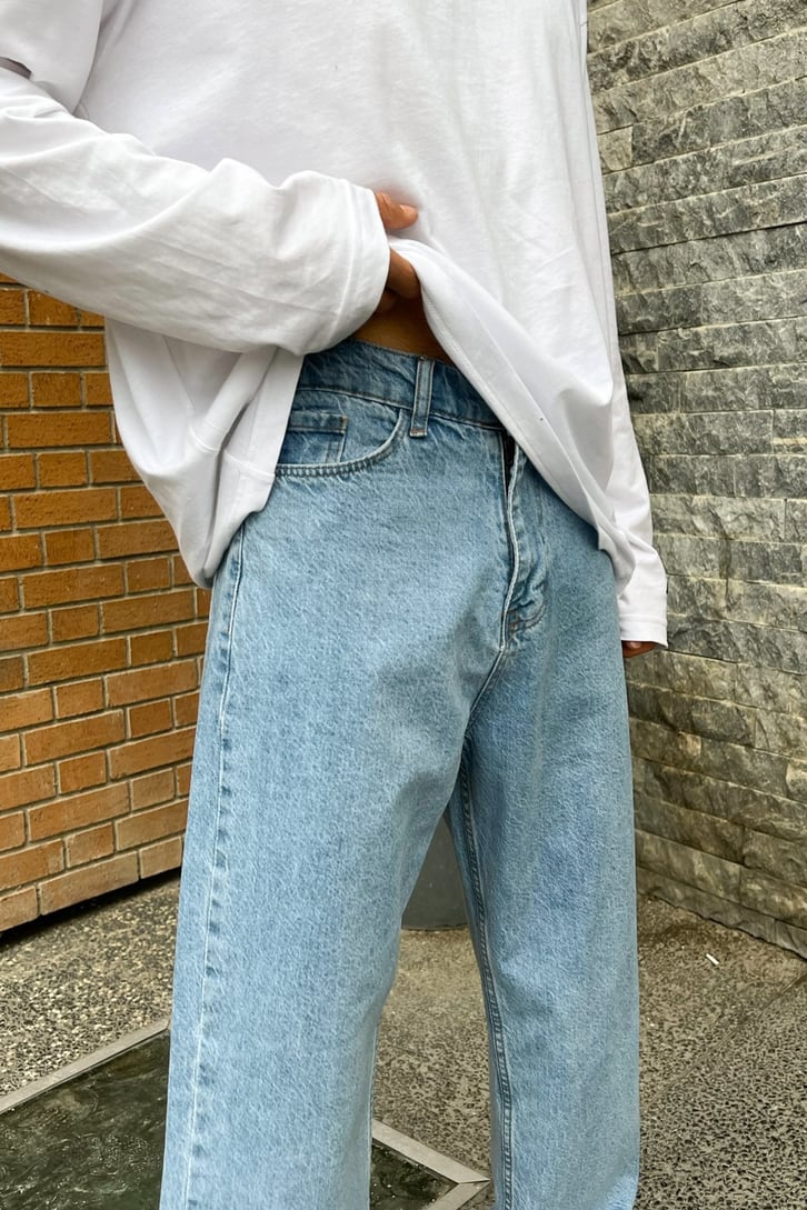Flaw Atelier Basic Buz Mavi Baggy Jean