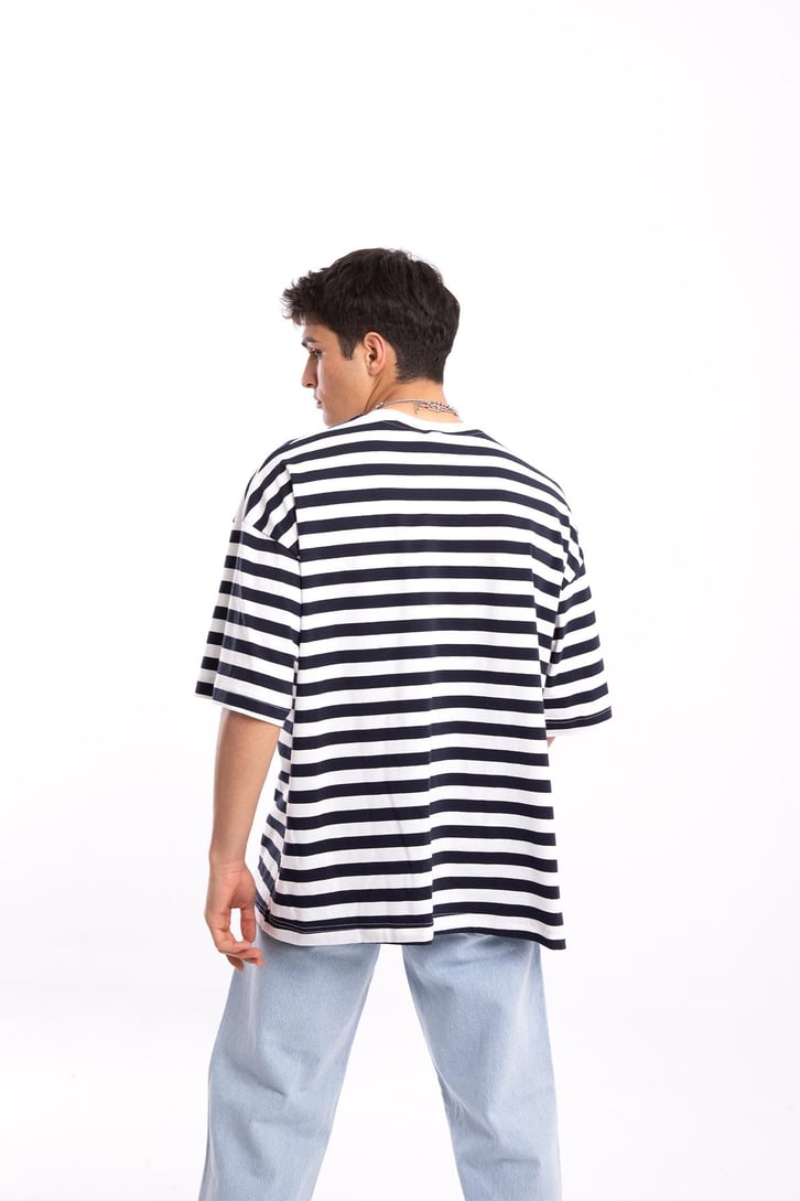 Flaw Atelier Basic Çizgili Oversize Tshirt
