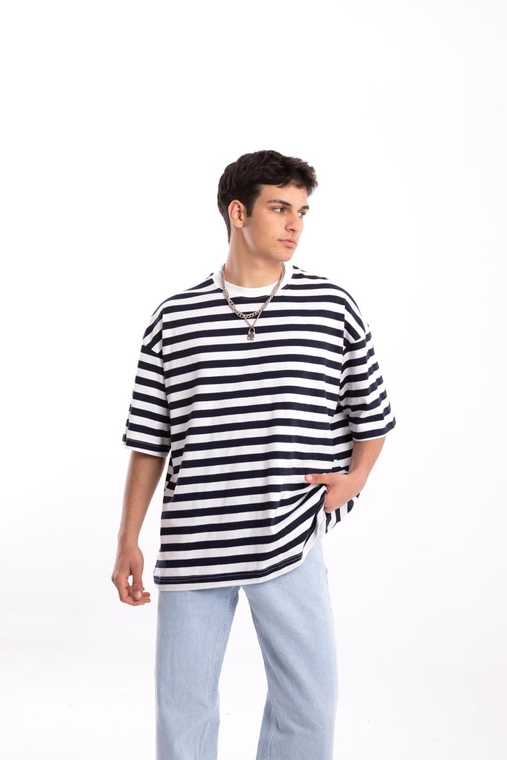 Flaw Atelier Basic Çizgili Oversize Tshirt