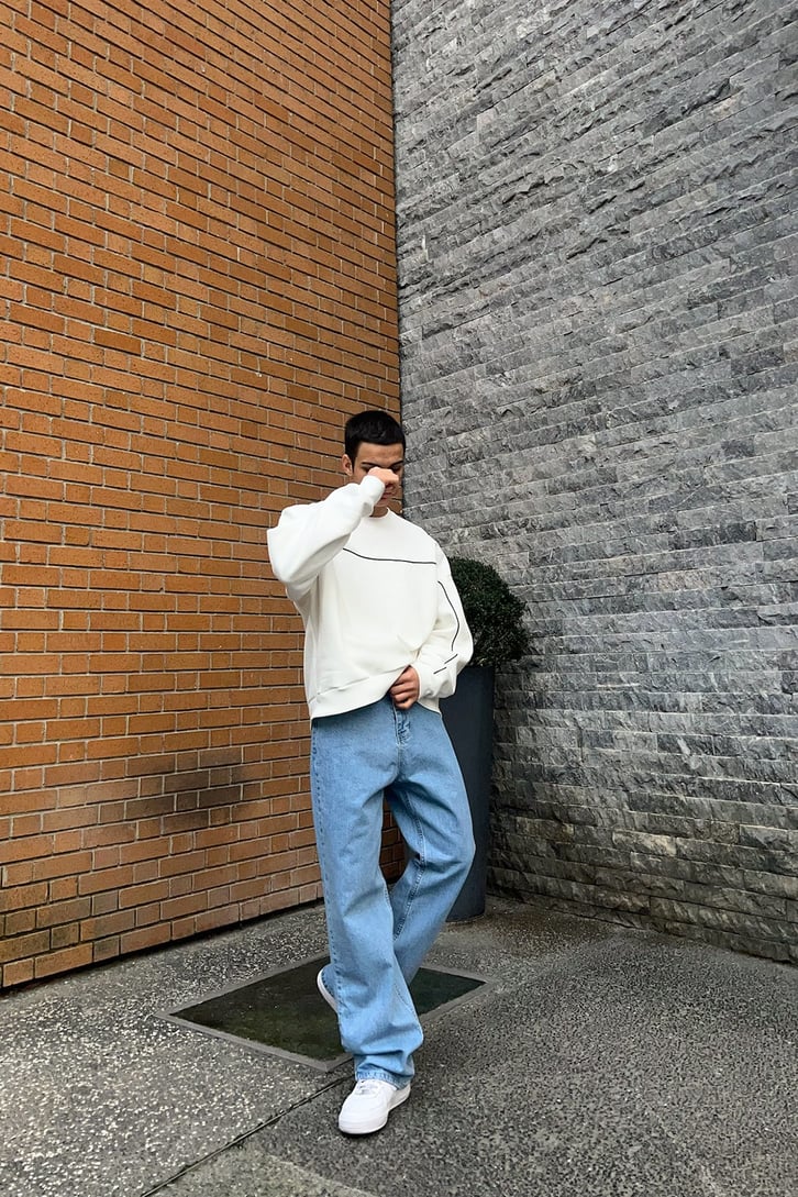 Flaw Atelier Basic Mavi Baggy Jean