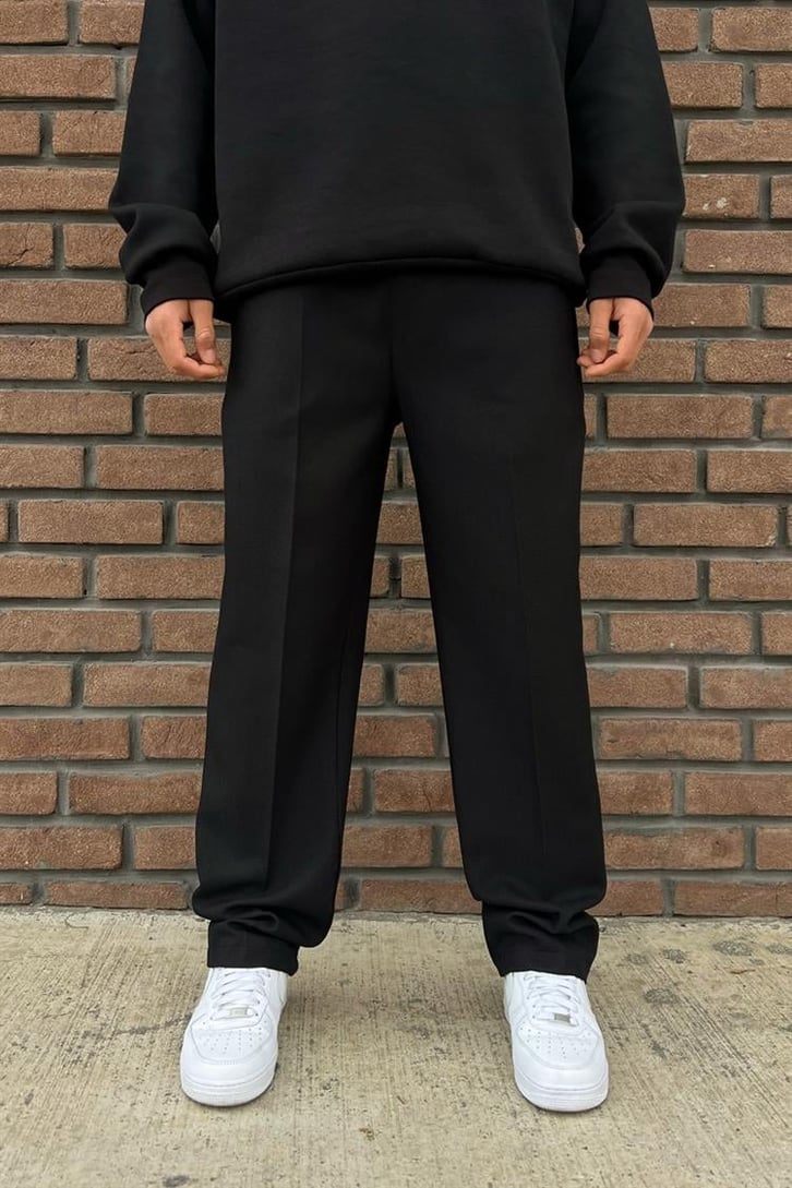 Flaw Atelier Bel Lastikli Siyah Kumaş Pantolon