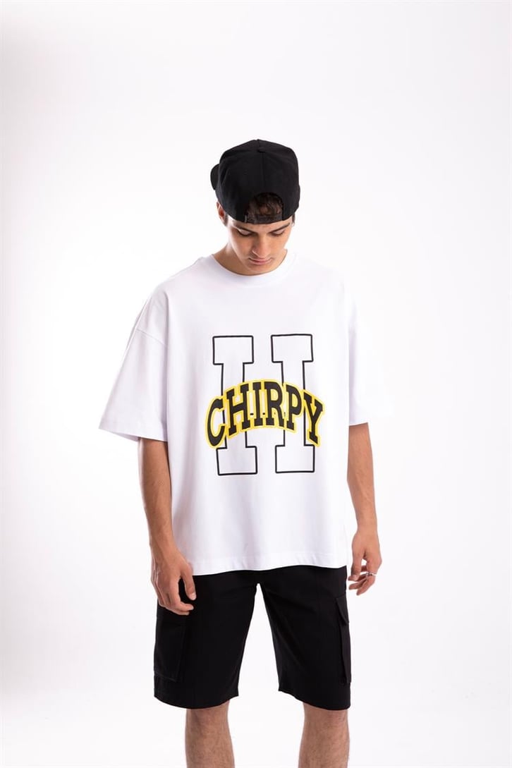 Flaw Atelier Chirpy Printed Beyaz Oversize Tshirt