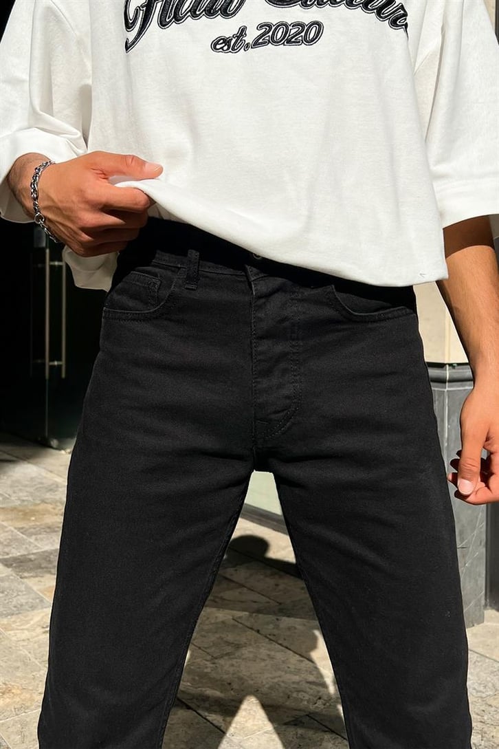 Flaw Atelier Cobra Baskılı Regular Siyah Fit Jean