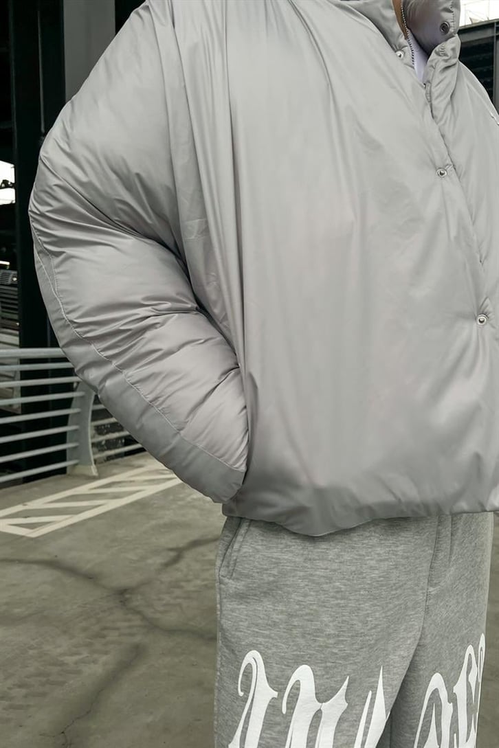 Flaw Atelier Dik Yaka Gri Puffer Mont