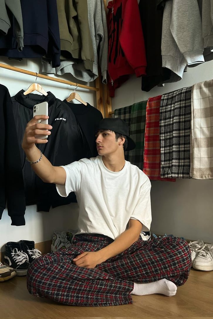 Flaw Atelier Ekose Kalın Kumaş Bordo Pijama Eşofman