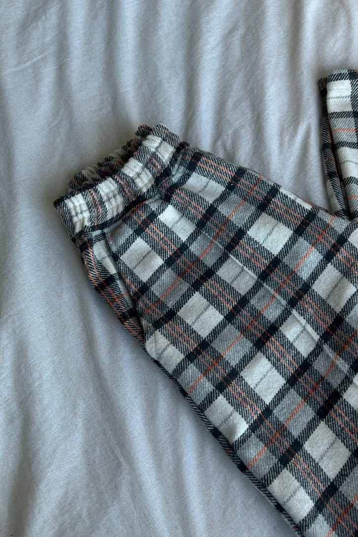Flaw Atelier Ekose Kalın Kumaş Krem Pijama Eşofman