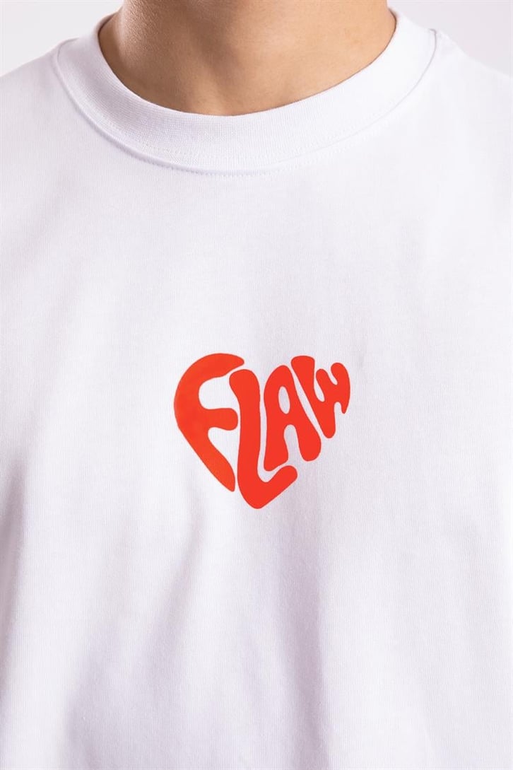 Flaw Atelier Flaw Heart Printed Beyaz Oversize Tişört