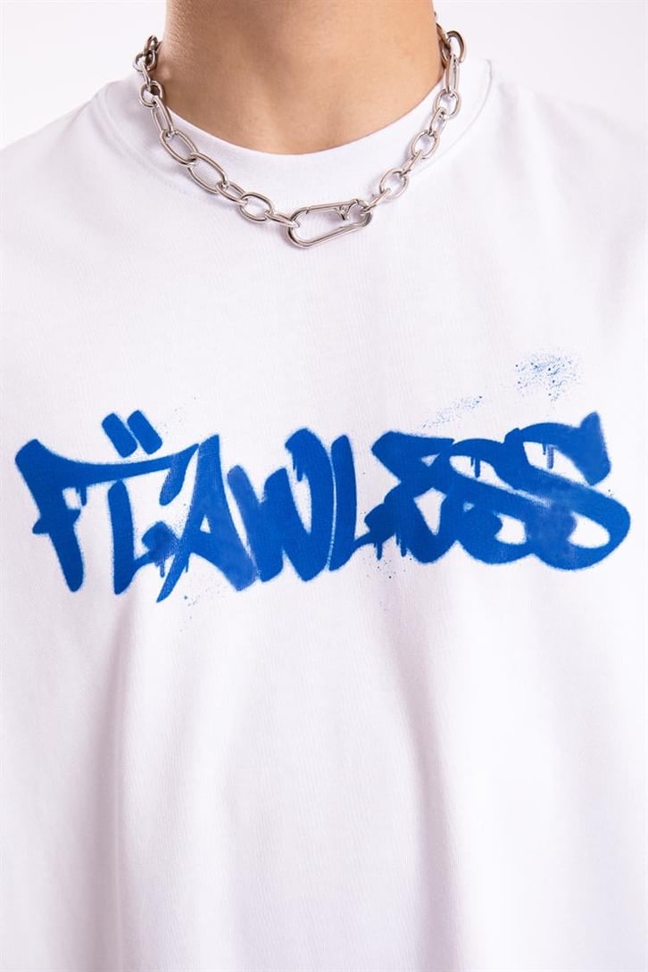 Flaw Atelier Flawless Spray Printed Beyaz Oversize Tshirt
