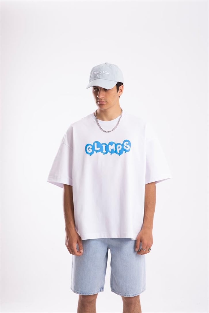 Flaw Atelier Glimps Printed Beyaz Oversize Tshirt
