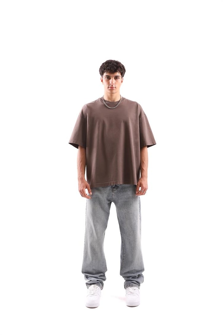 Flaw Atelier Kahverengi Premium Parça Boyama Tshirt